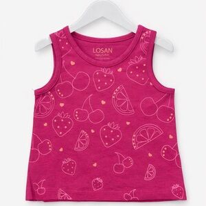 Kids Tank Top with Fruit Print - Pink
